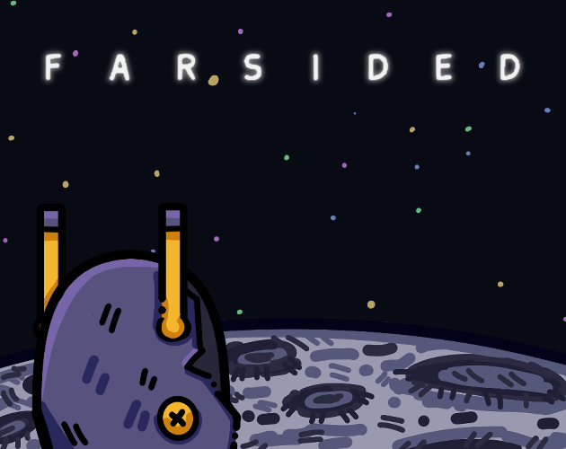 Farsided cover art showing the rover Wheelie on the lunar surface beneath a starry sky